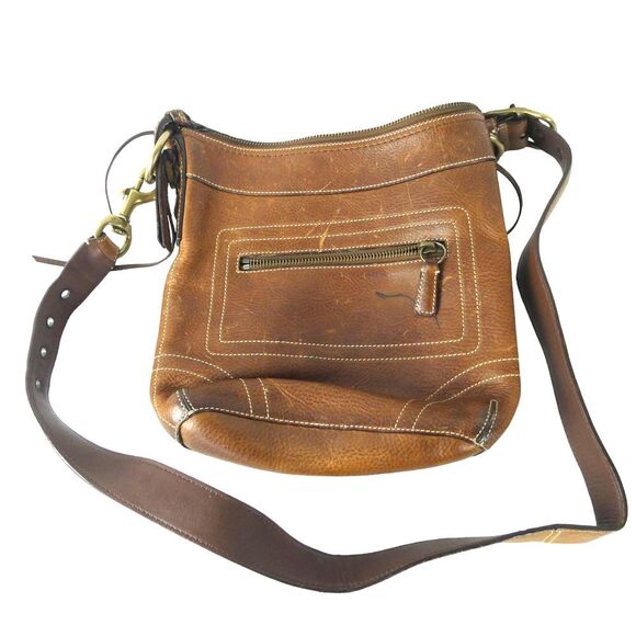 Coach Handbags - Coach 10398 Pebbled Leather Distressed Shoulder Bag Purse Crossbody Lace Up Side